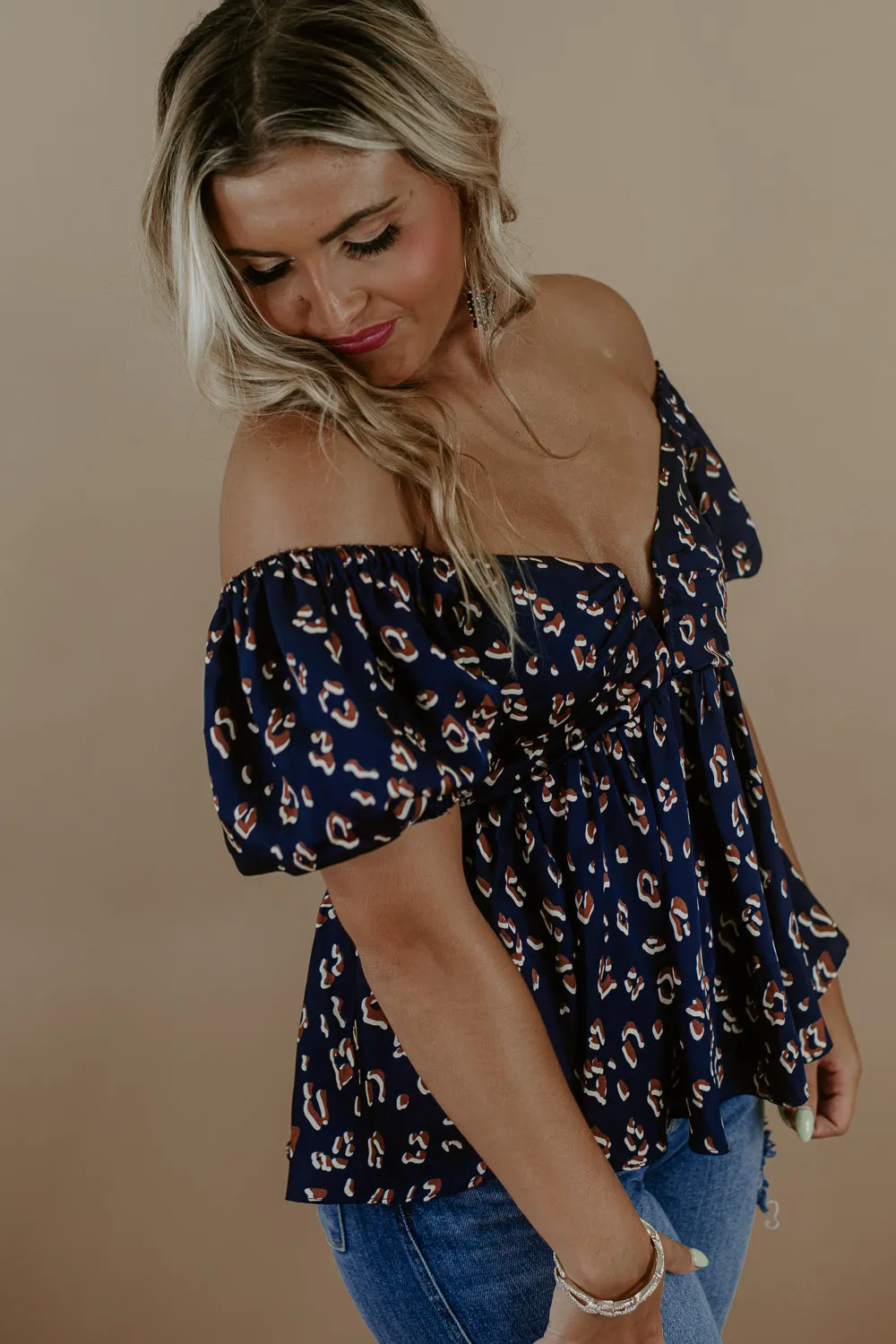 Printed V- Neck Blouse