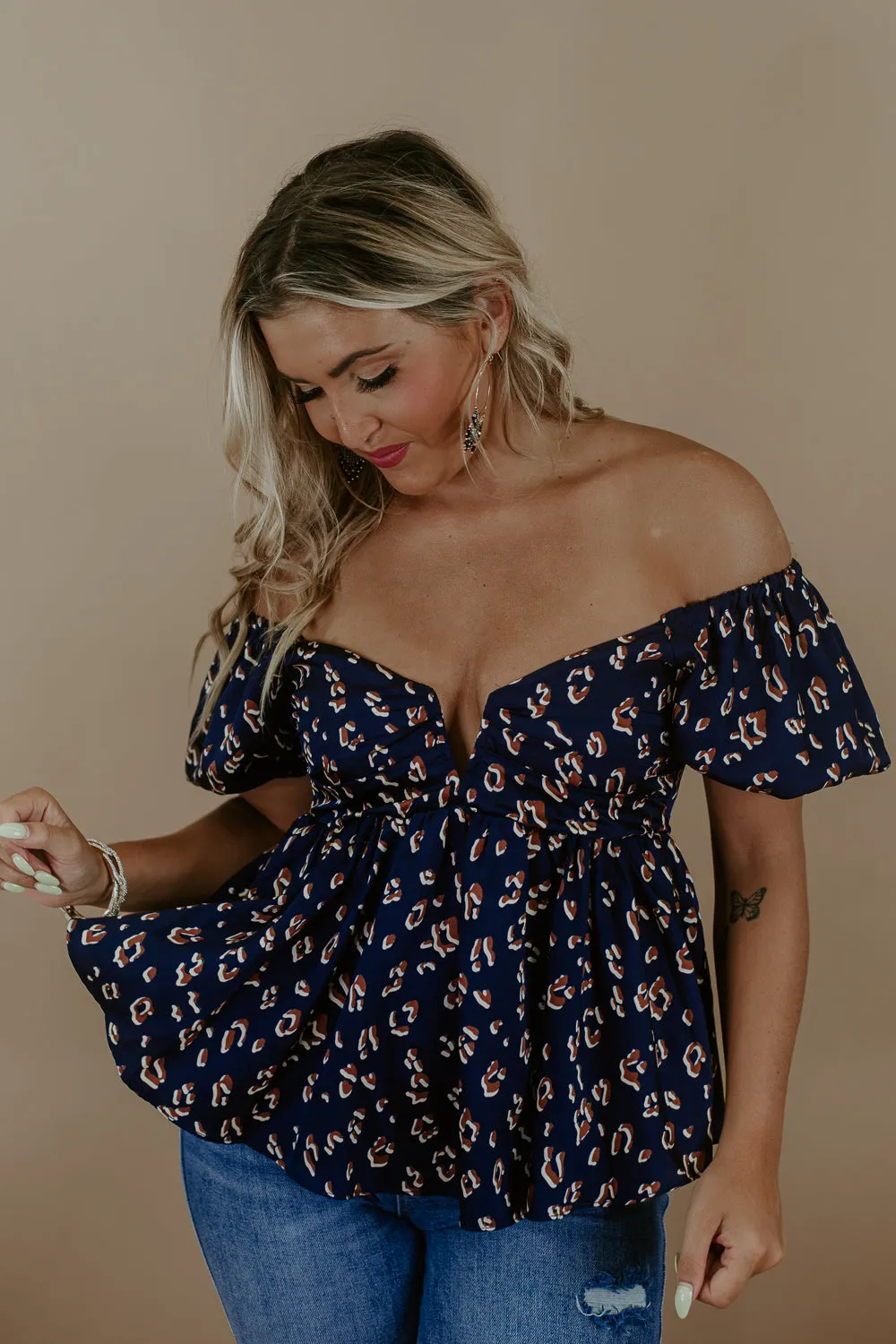 Printed V- Neck Blouse