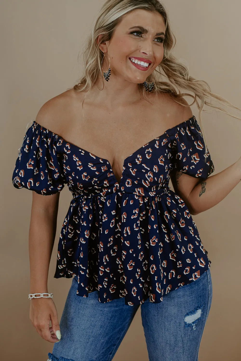 Printed V- Neck Blouse