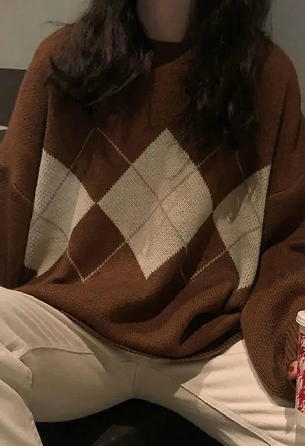 Pull douillet au motif argyle original