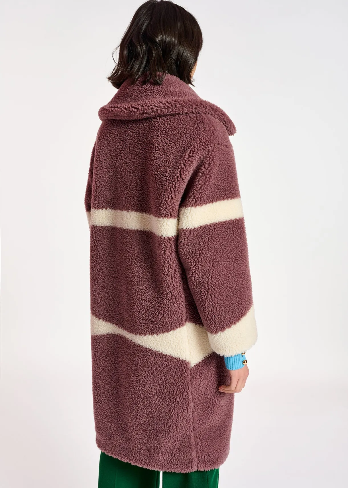Purple and off-white teddy coat