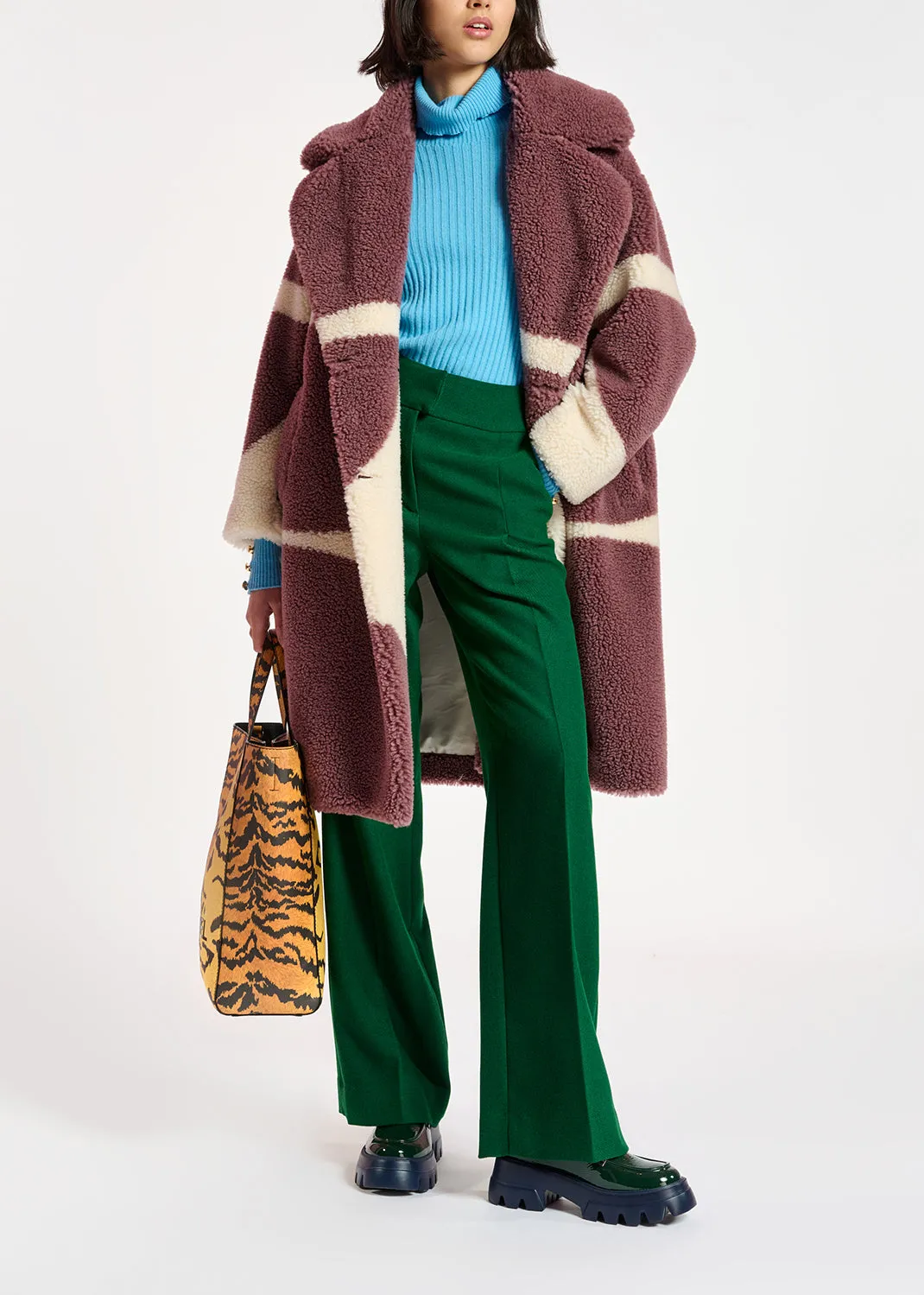 Purple and off-white teddy coat