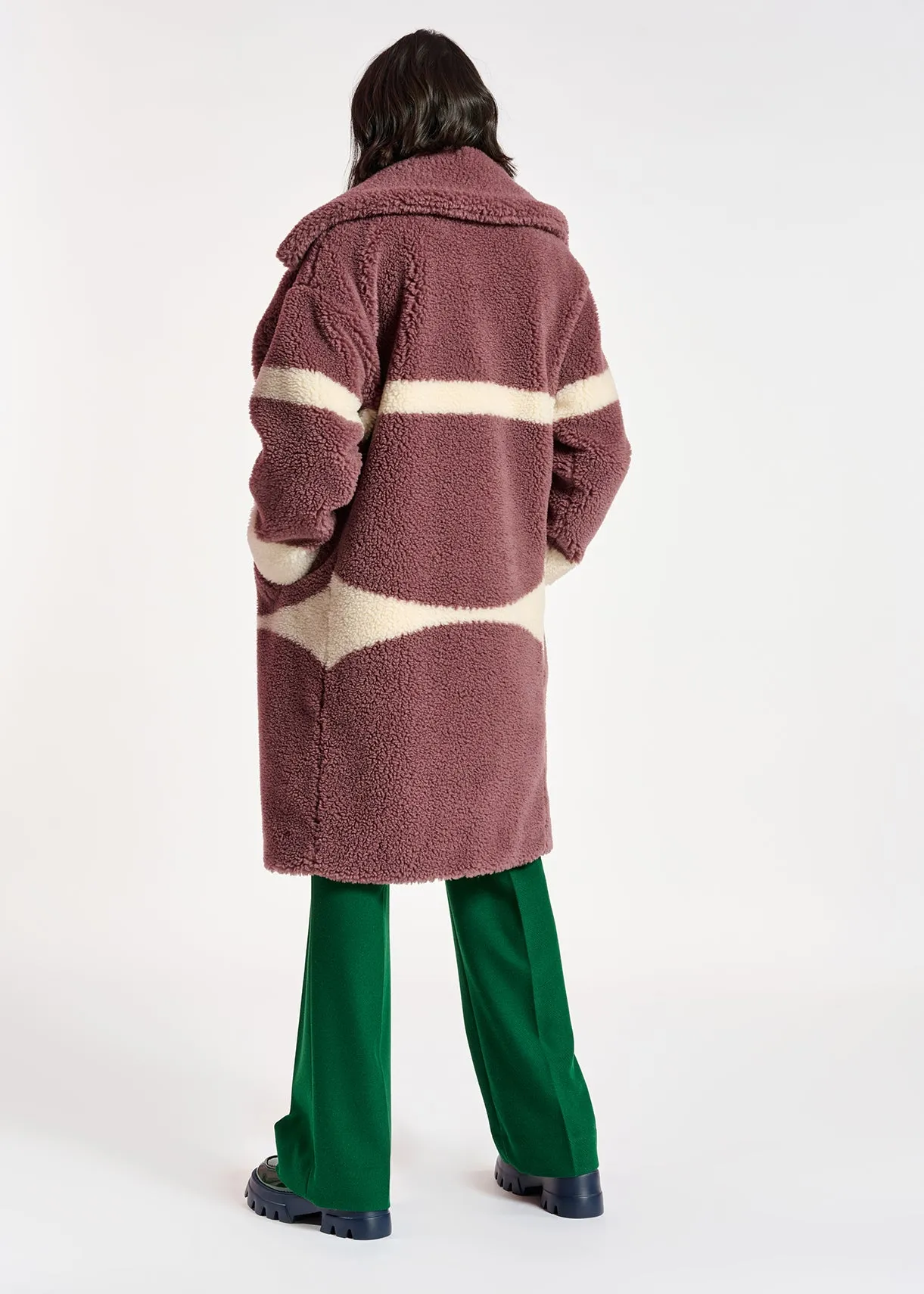 Purple and off-white teddy coat