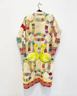 Quilted Caftan with Flamingo Applique's
