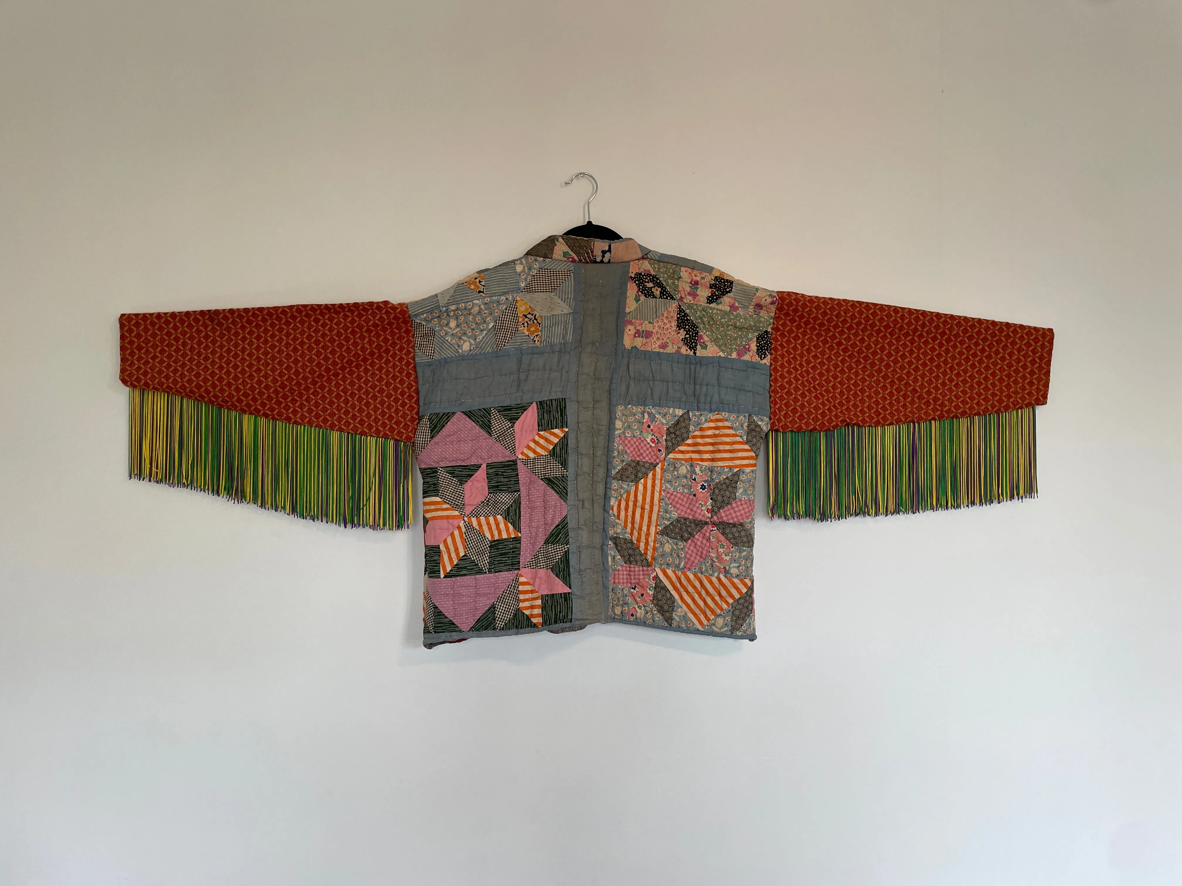 Quilted Caftan with Mardi Gras colored Fringe