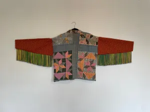 Quilted Caftan with Mardi Gras colored Fringe