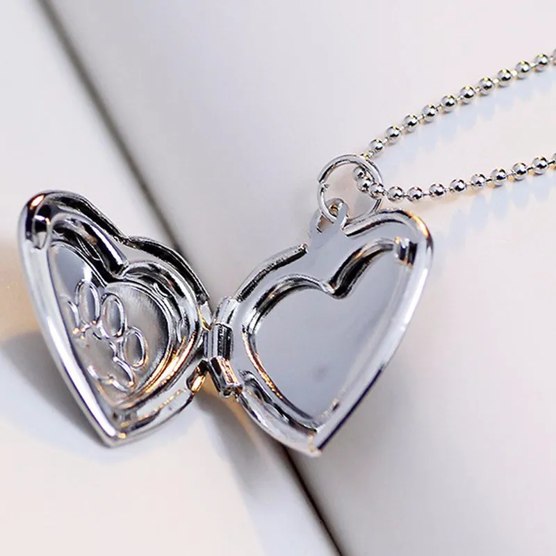 "Cherish in Heart" Locket Paw Print Necklace