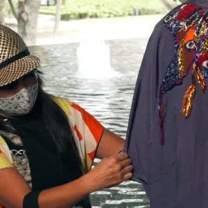 "Eyes on You" Reimagined Vintage Kimono - Kimono Zulu Artist Collaboration with Mina Gaber