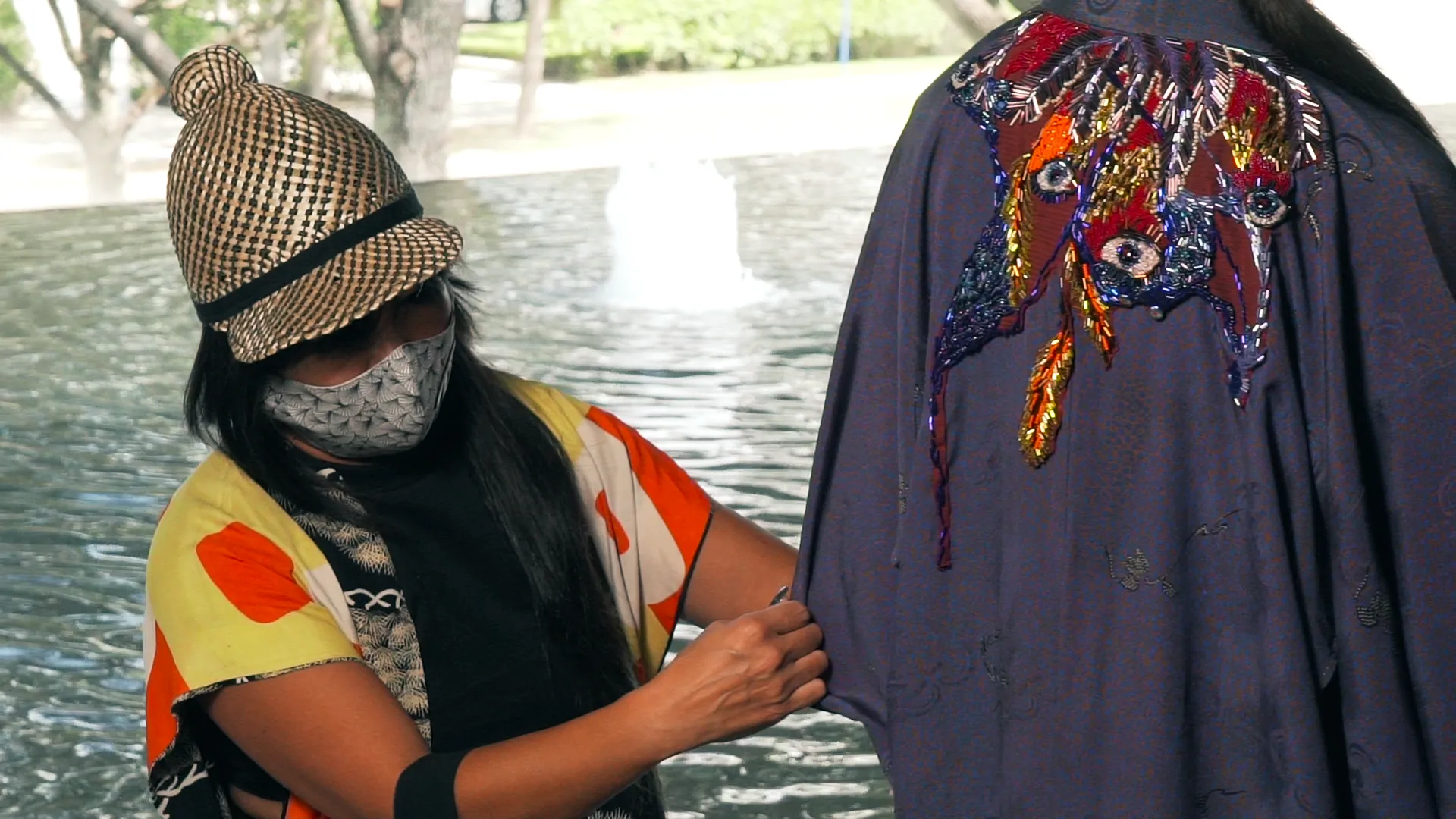 "Eyes on You" Reimagined Vintage Kimono - Kimono Zulu Artist Collaboration with Mina Gaber