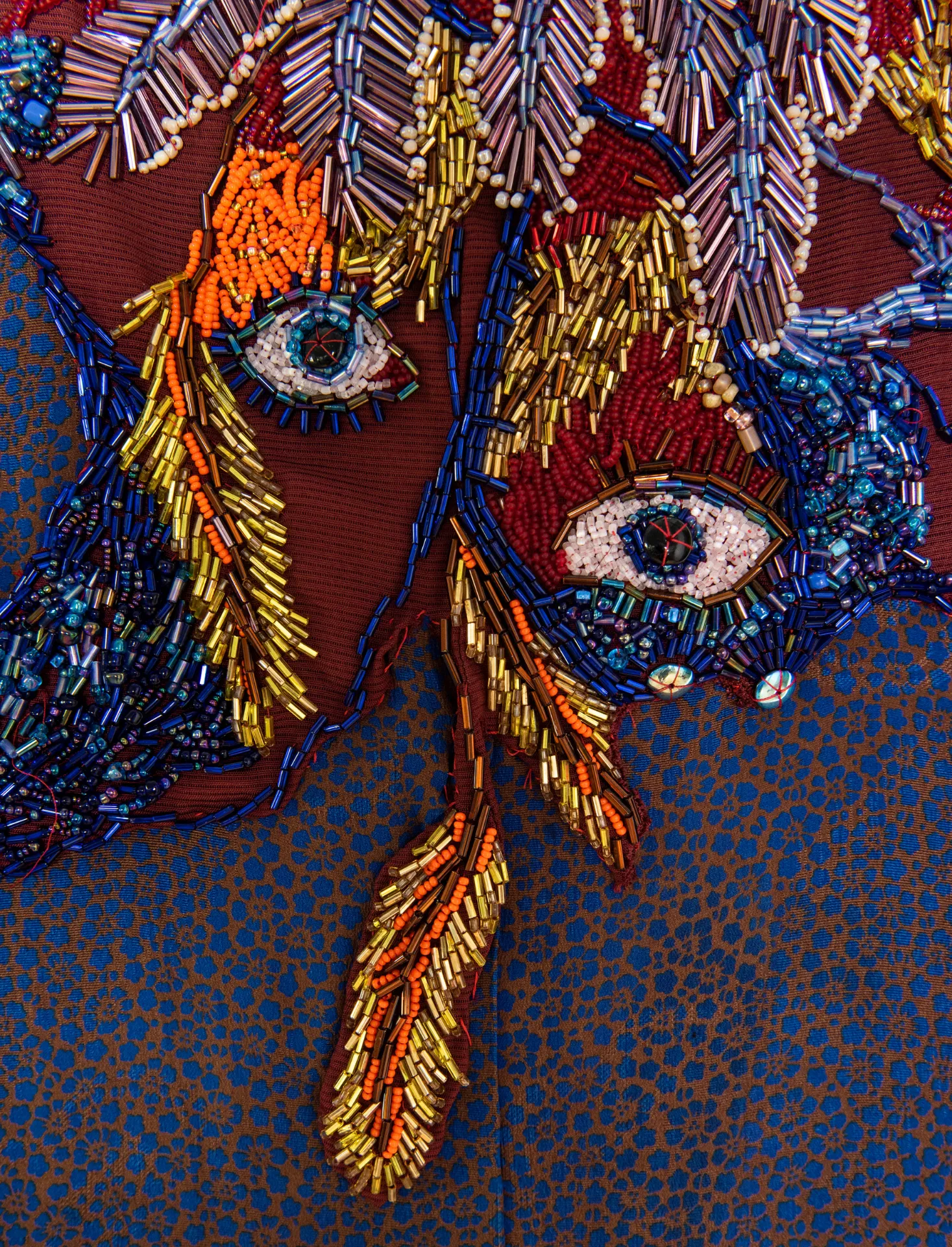 "Eyes on You" Reimagined Vintage Kimono - Kimono Zulu Artist Collaboration with Mina Gaber