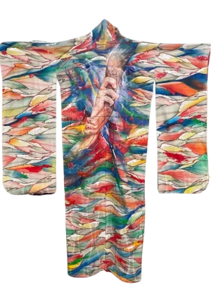 "Stronger Together" WITH BONUS ART - Reimagined Vintage Kimono - Kimono Zulu Artist Collaboration with Mr.D 1987