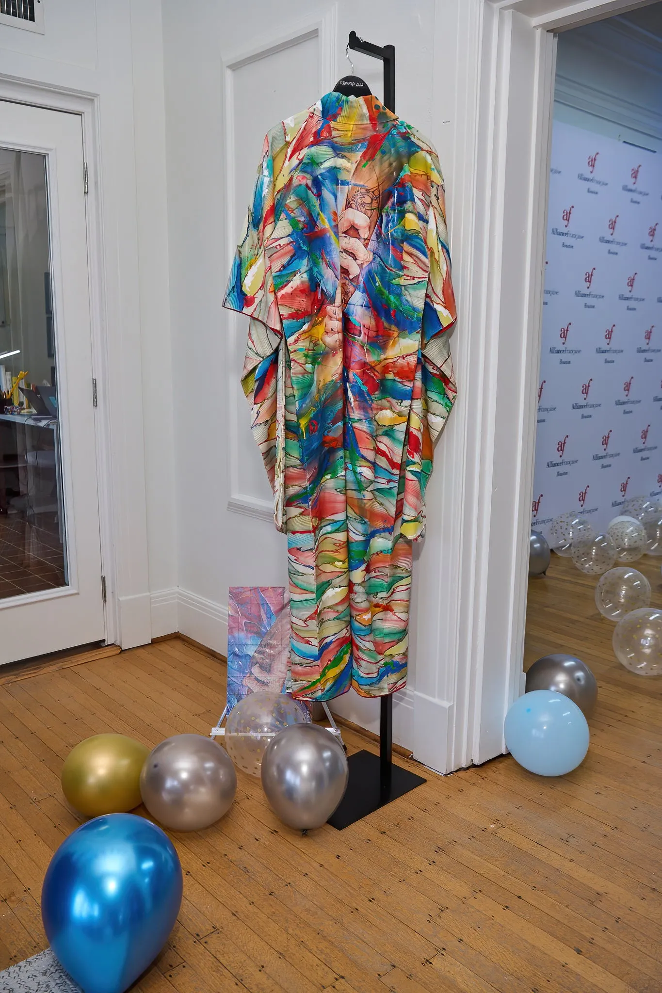 "Stronger Together" WITH BONUS ART - Reimagined Vintage Kimono - Kimono Zulu Artist Collaboration with Mr.D 1987