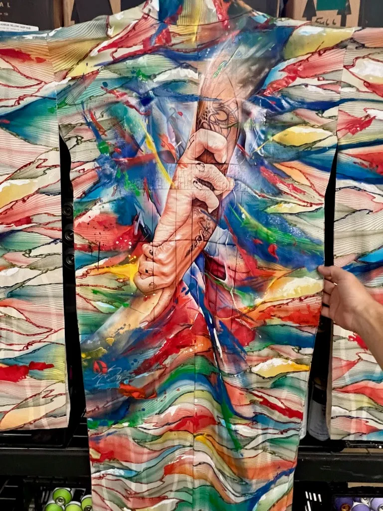 "Stronger Together" WITH BONUS ART - Reimagined Vintage Kimono - Kimono Zulu Artist Collaboration with Mr.D 1987