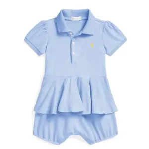 Ralph Lauren Baby - Short de malha elástica de manga curta Peplum Bubble Shortall