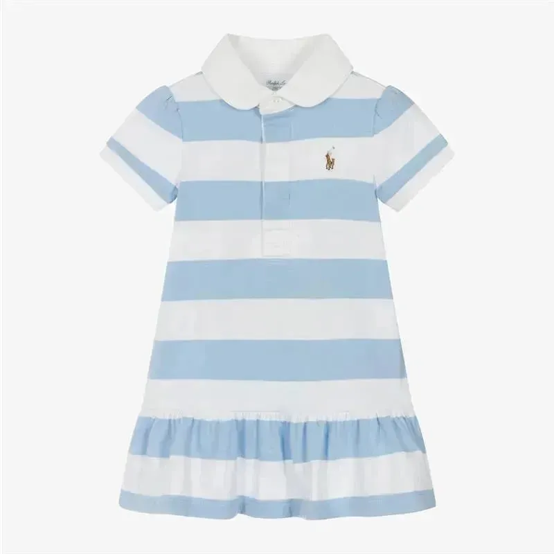 Ralph Lauren Baby - Vestido polo peplum de malha de rugby de manga curta
