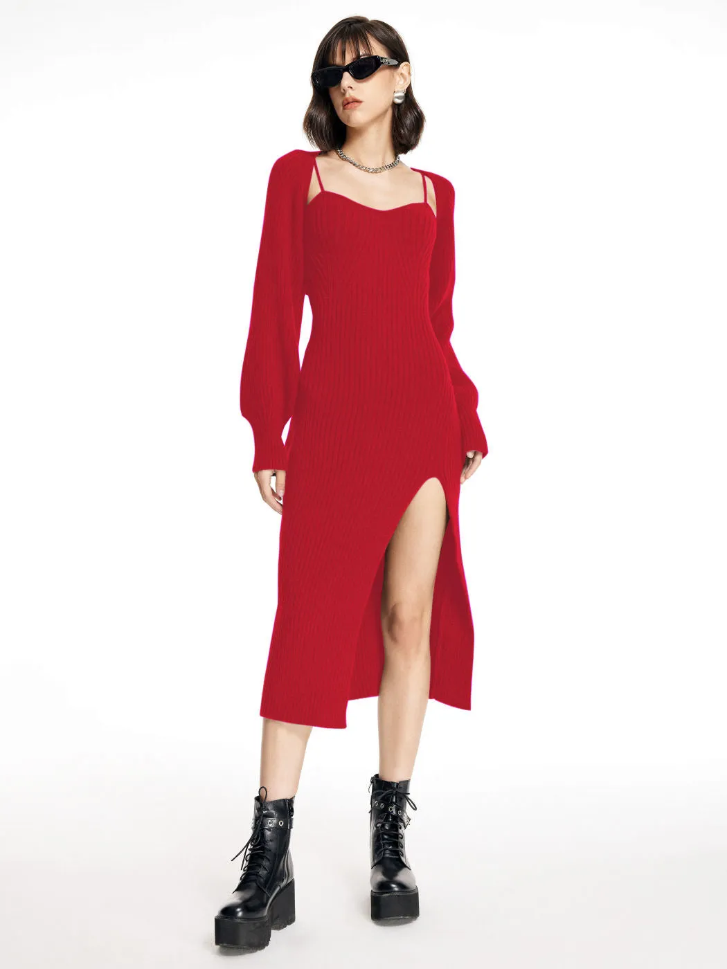 Raphaela | Knitted Midi Dress & Crop Top
