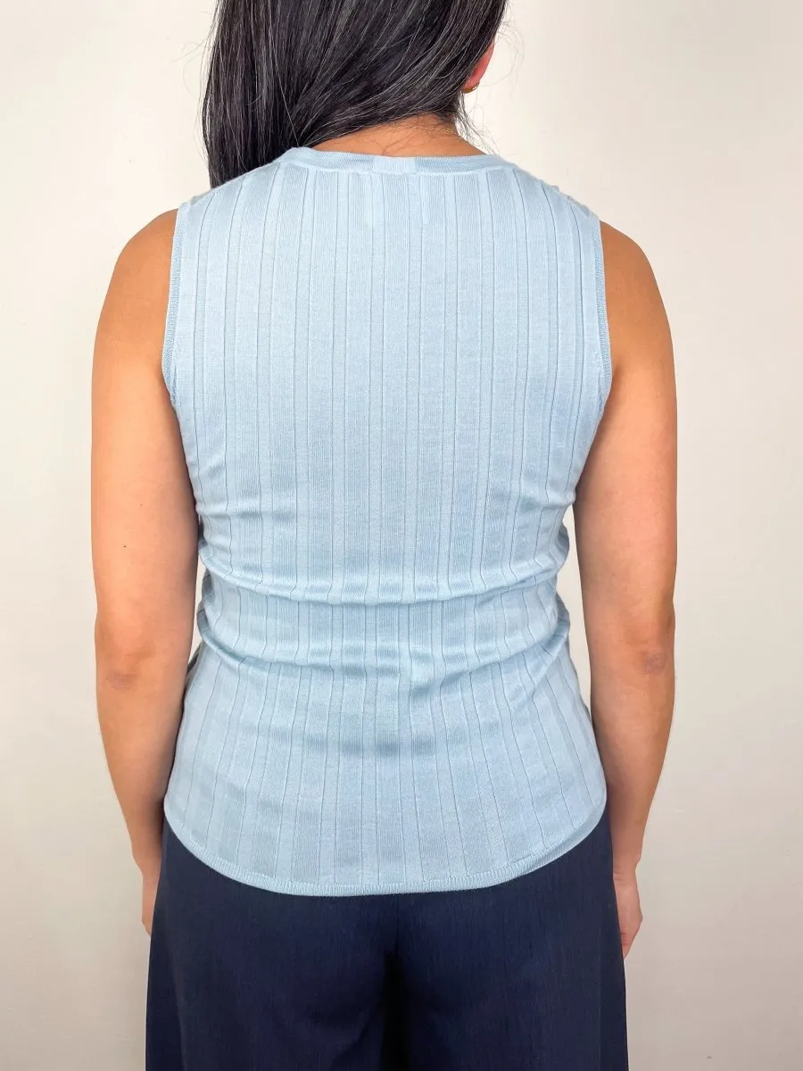Rd Top Ribbed Sleeveless in Dusty Blue