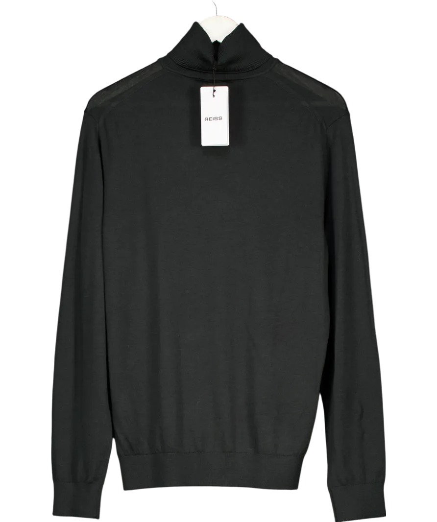 REISS Darkest green Caine Slim Fit Merino Wool Roll Neck Sweater UK L