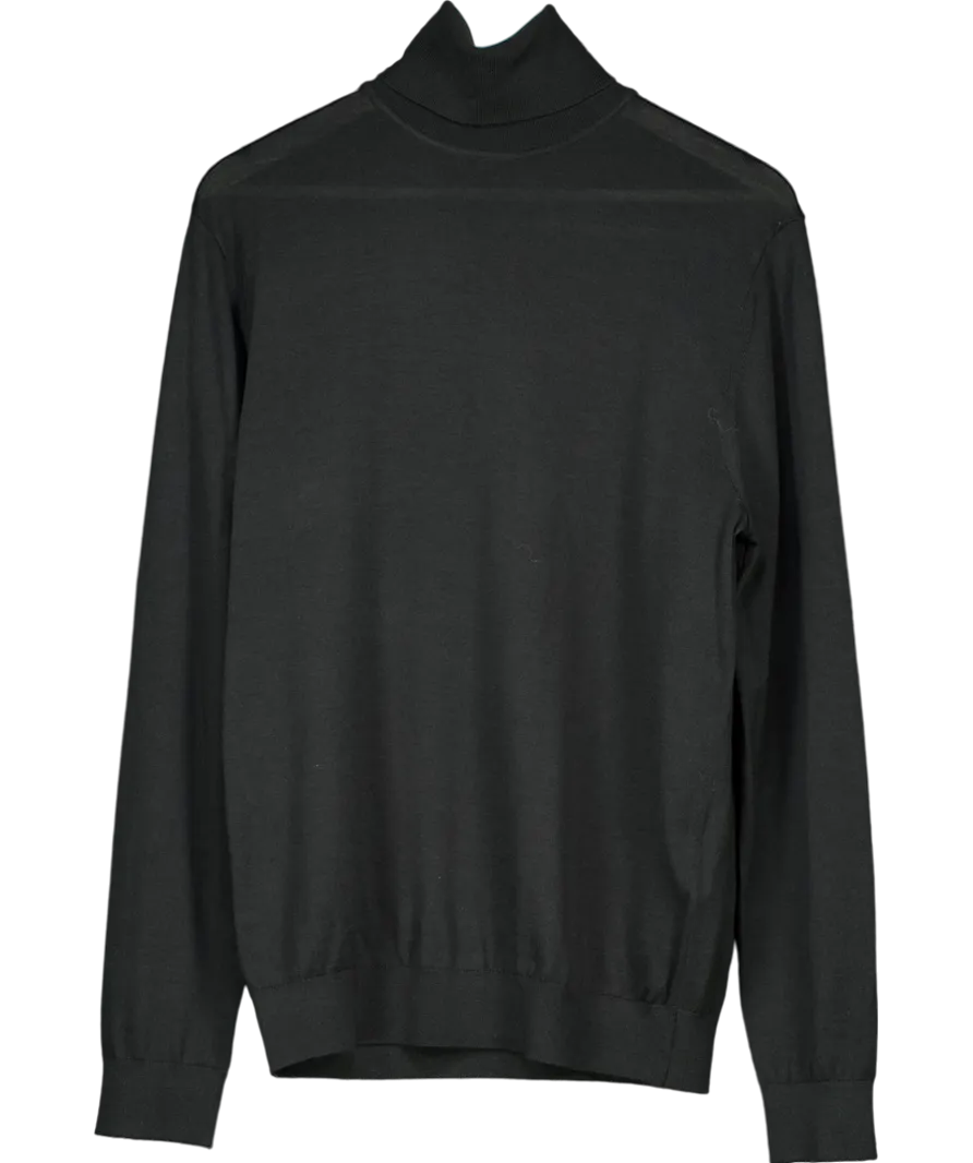 REISS Darkest green Caine Slim Fit Merino Wool Roll Neck Sweater UK L