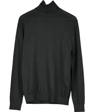 REISS Darkest green Caine Slim Fit Merino Wool Roll Neck Sweater UK L