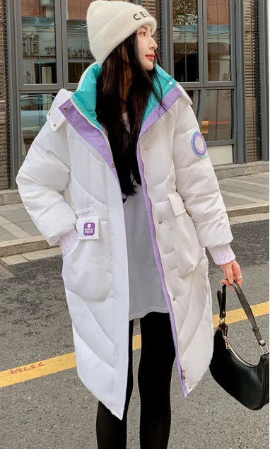Relaxed-fit Hooded Puffer Jacket with Quilted Design for Women