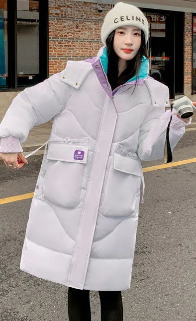 Relaxed-fit Hooded Puffer Jacket with Quilted Design for Women