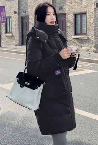 Relaxed-fit Hooded Puffer Jacket with Quilted Design for Women