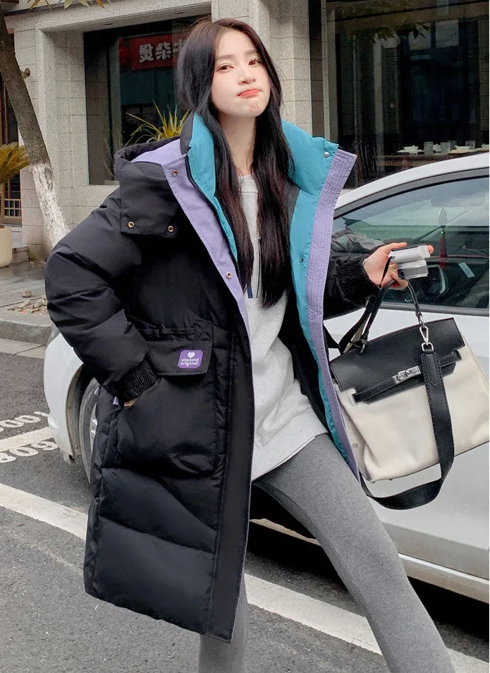 Relaxed-fit Hooded Puffer Jacket with Quilted Design for Women