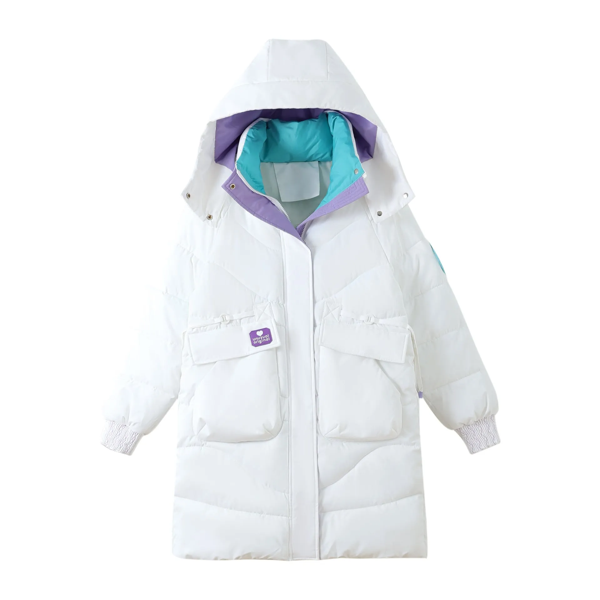 Relaxed-fit Hooded Puffer Jacket with Quilted Design for Women