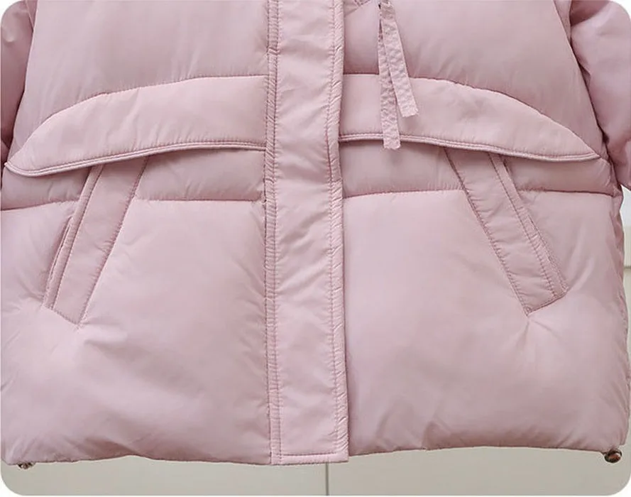 Relaxed-fit Solid Puffer Jacket for Women Featuring a Quilted Design