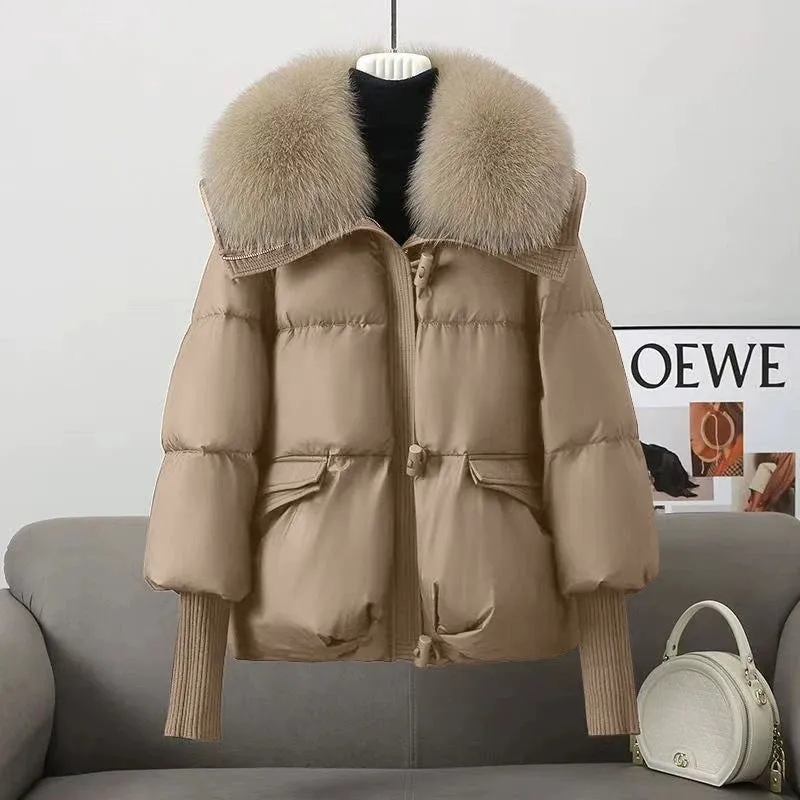 Relaxed-fit Solid Puffer Jacket for Women Featuring a Quilted Design