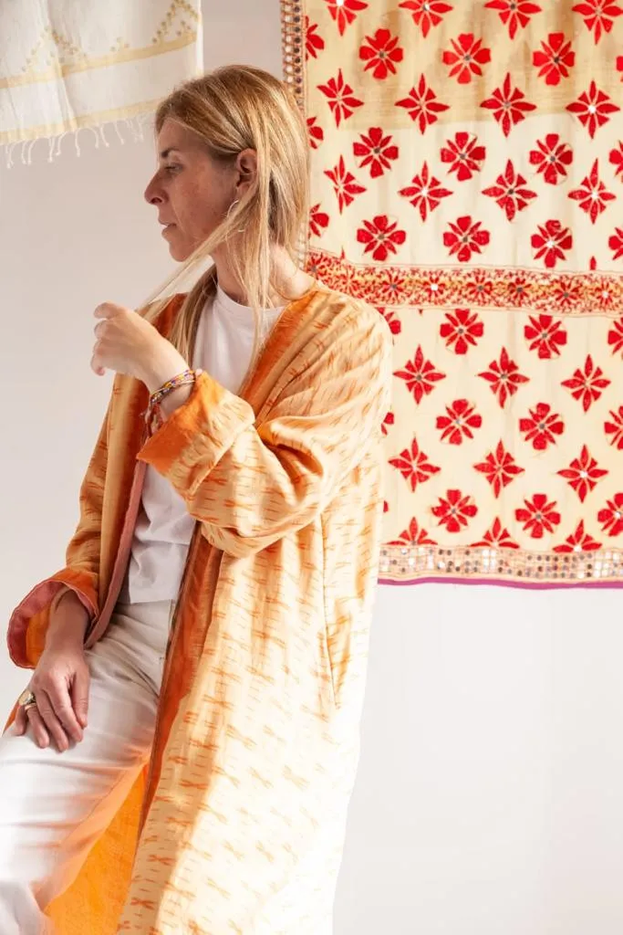 Reversible vintage silk kimono