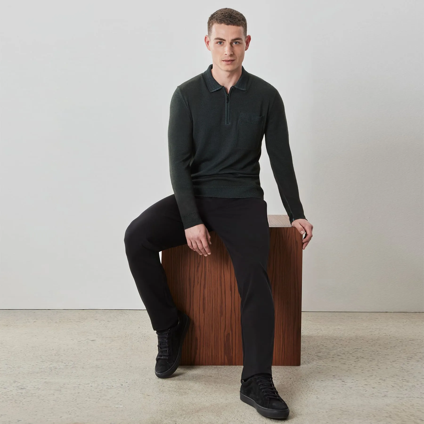 Robert Barakett Alberni Long Sleeve Zip Polo Sweater