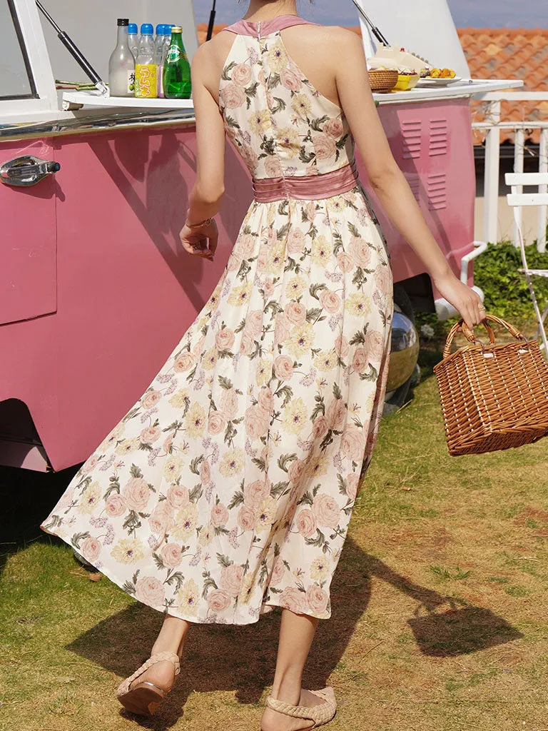 Rose Halter 1950S Vintage Dress Swing Dress