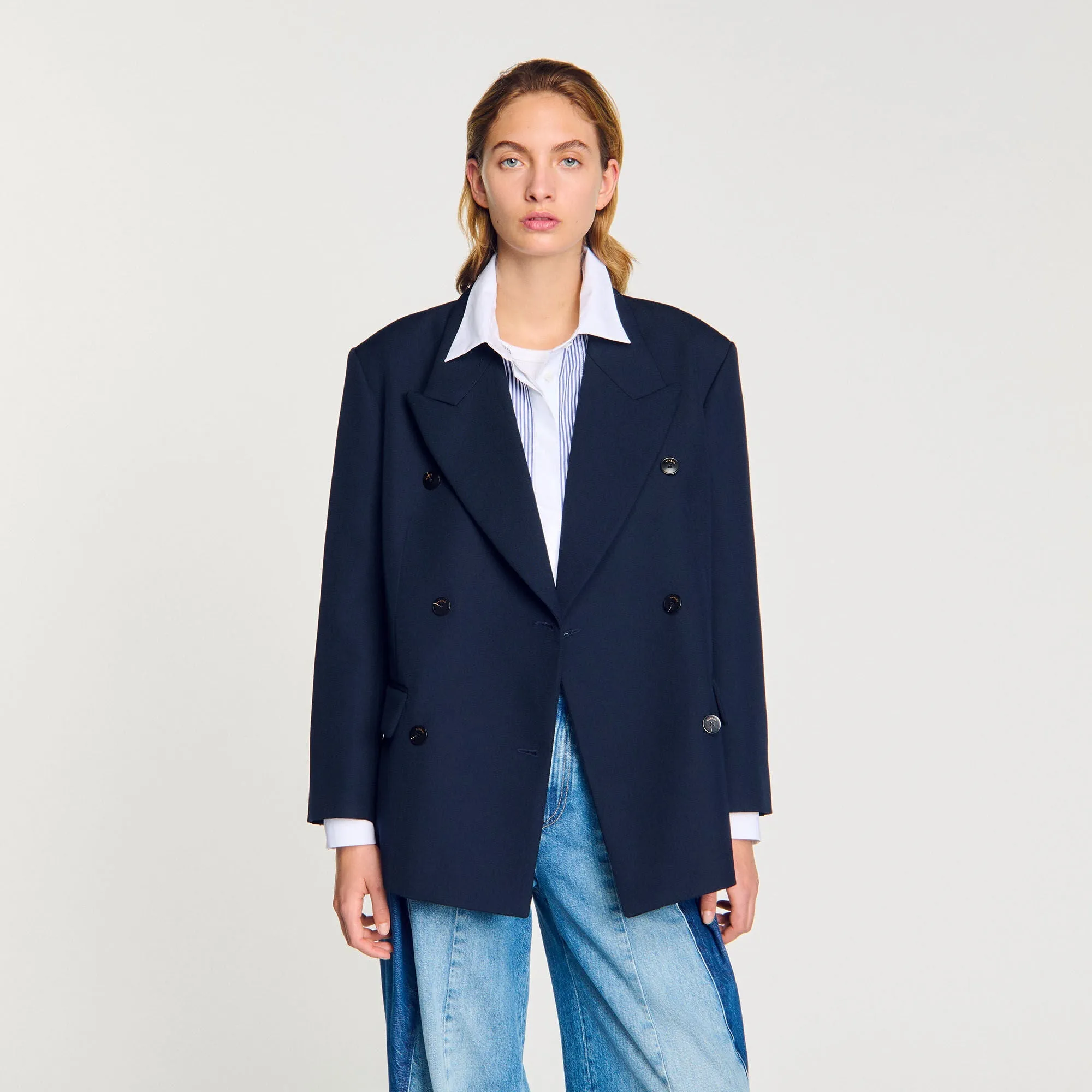 Royal Wool Blend Suit Jacket Navy Blue