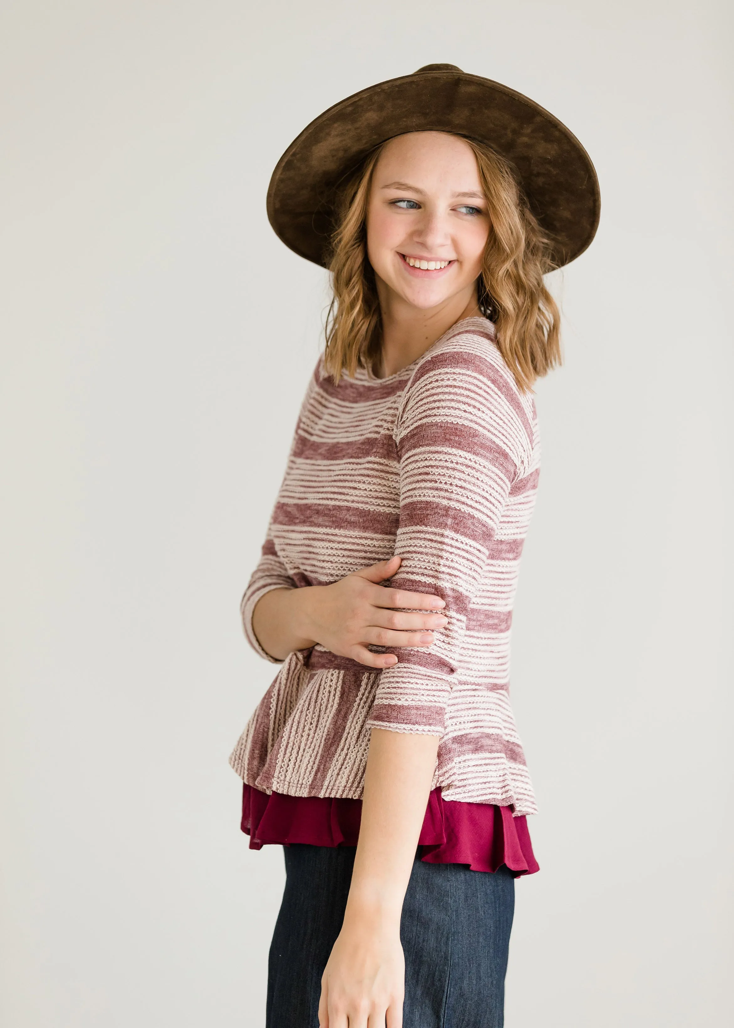 Ruffle Striped Peplum Top - FINAL SALE