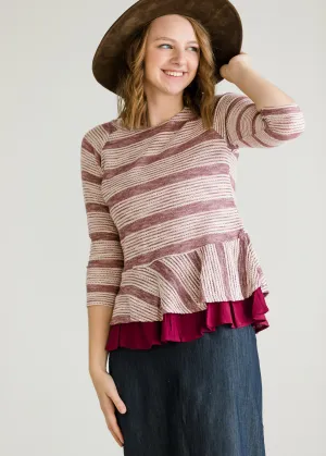 Ruffle Striped Peplum Top - FINAL SALE