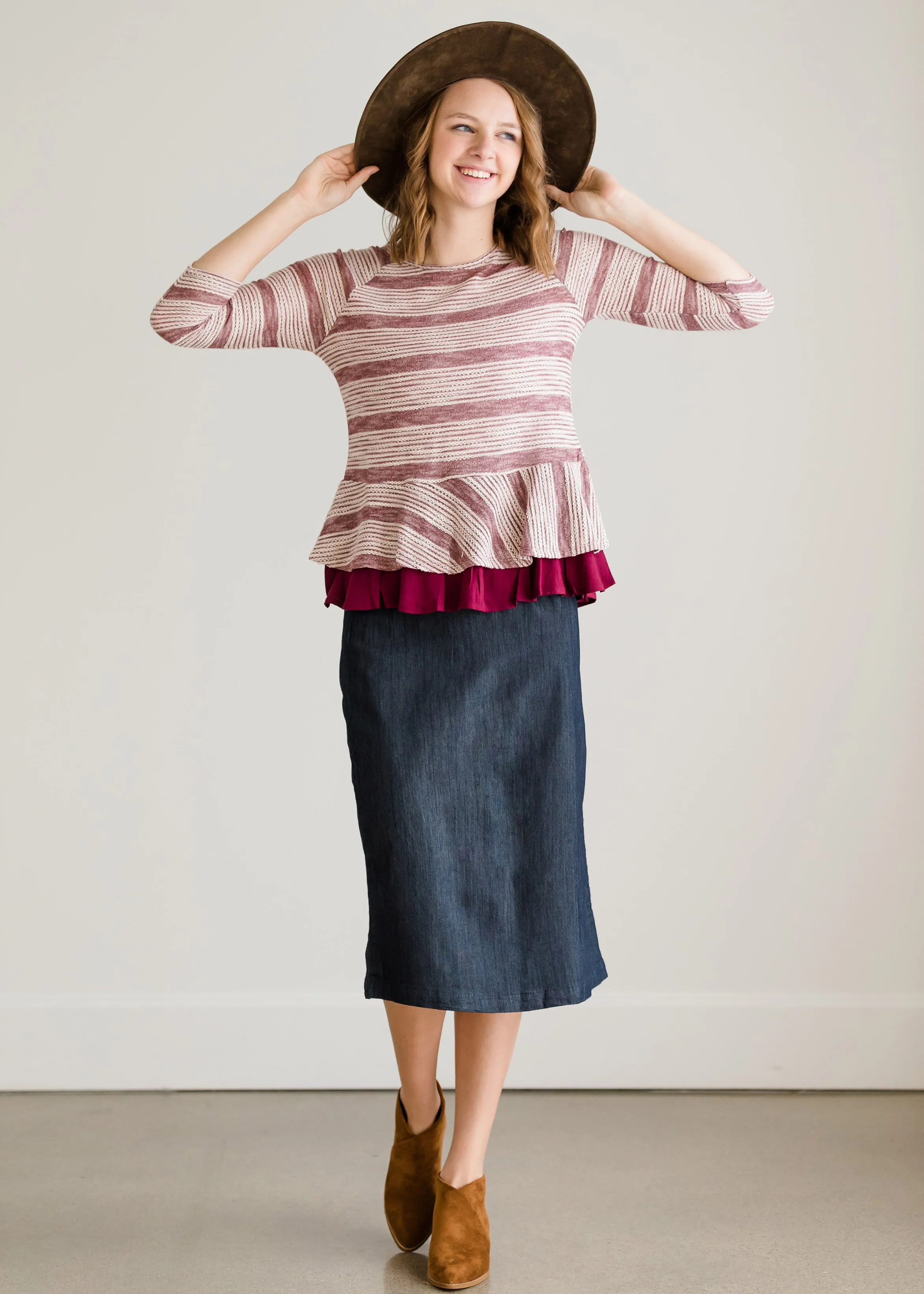 Ruffle Striped Peplum Top - FINAL SALE