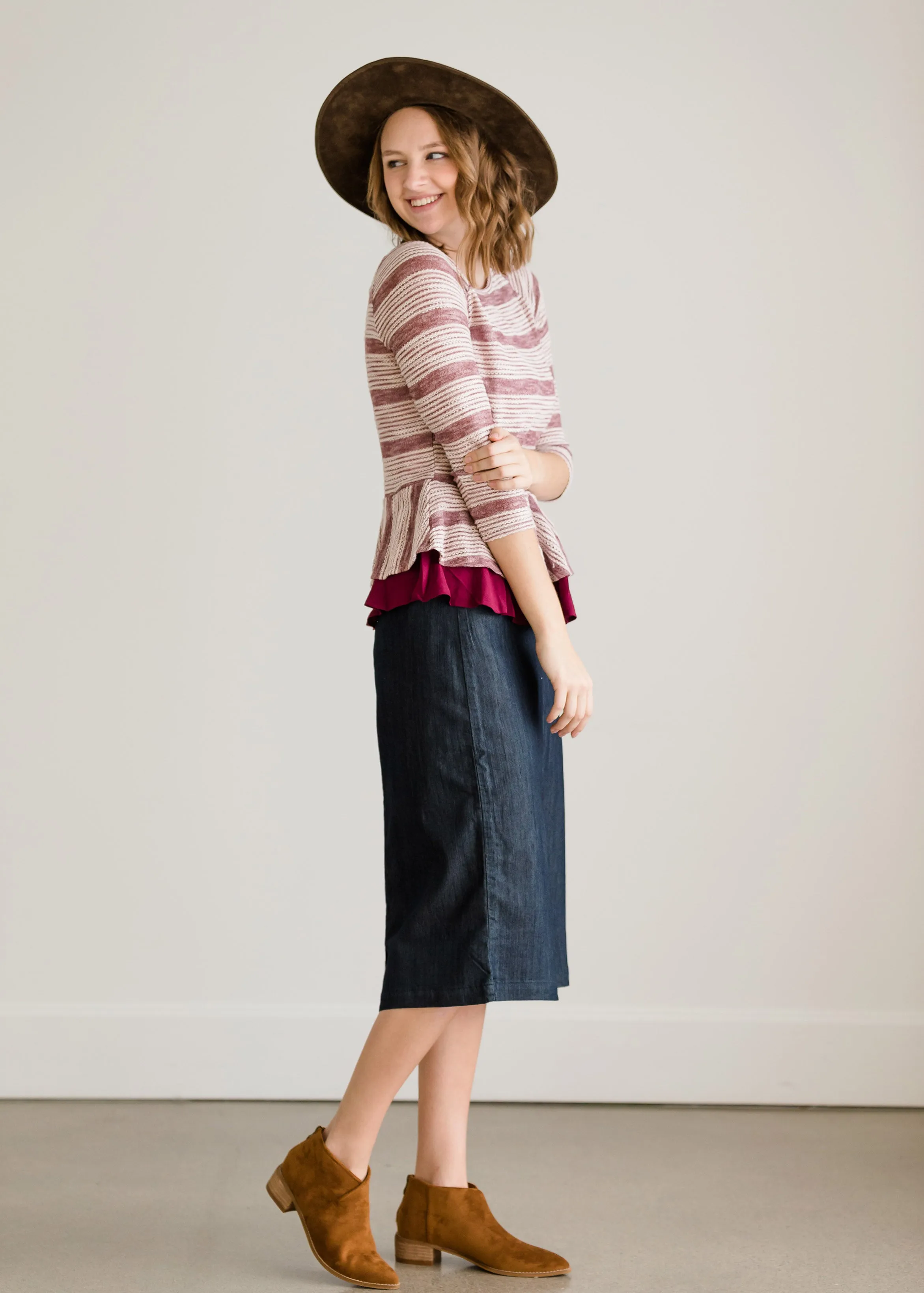 Ruffle Striped Peplum Top - FINAL SALE