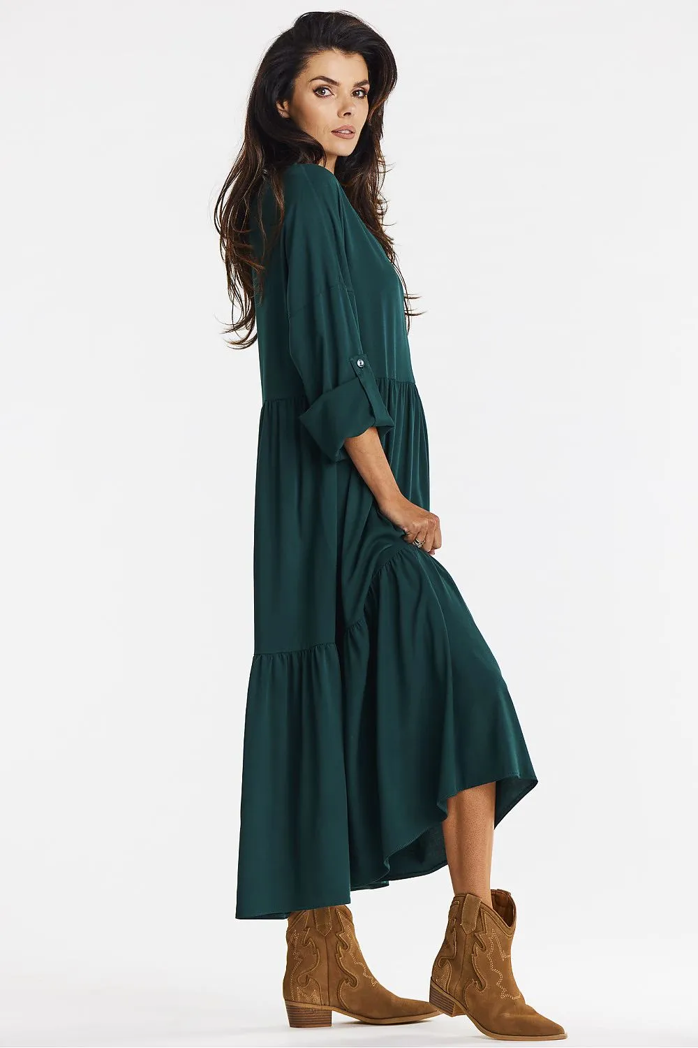 Ruffled Flared Maxi Dress
