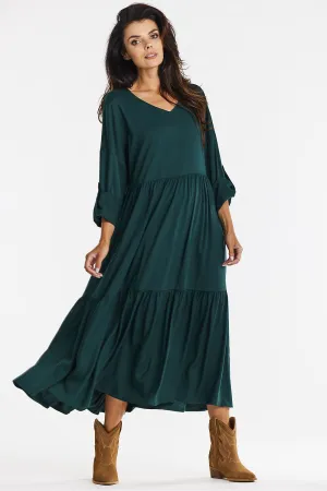 Ruffled Flared Maxi Dress