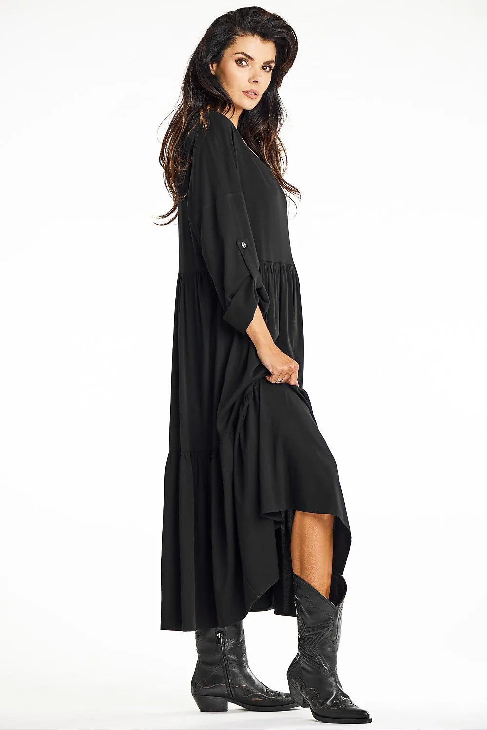Ruffled Flared Maxi Dress