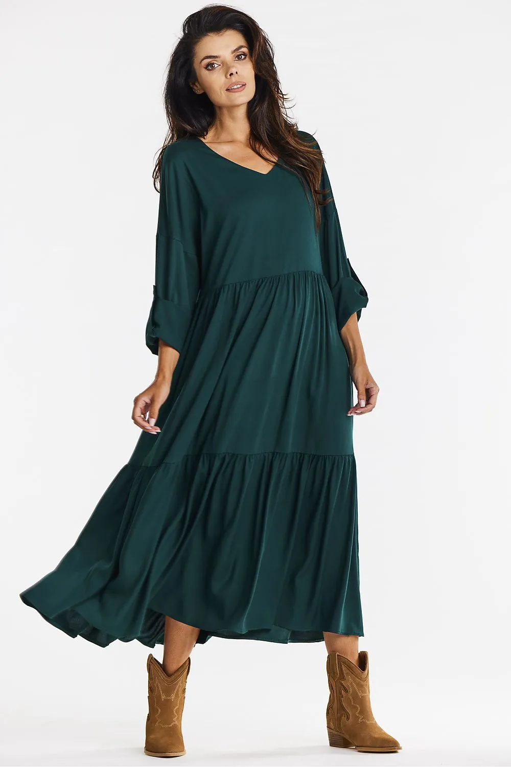 Ruffled Flared Maxi Dress