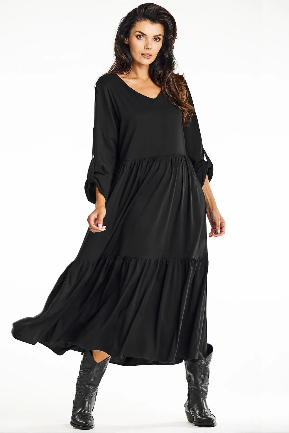 Ruffled Flared Maxi Dress