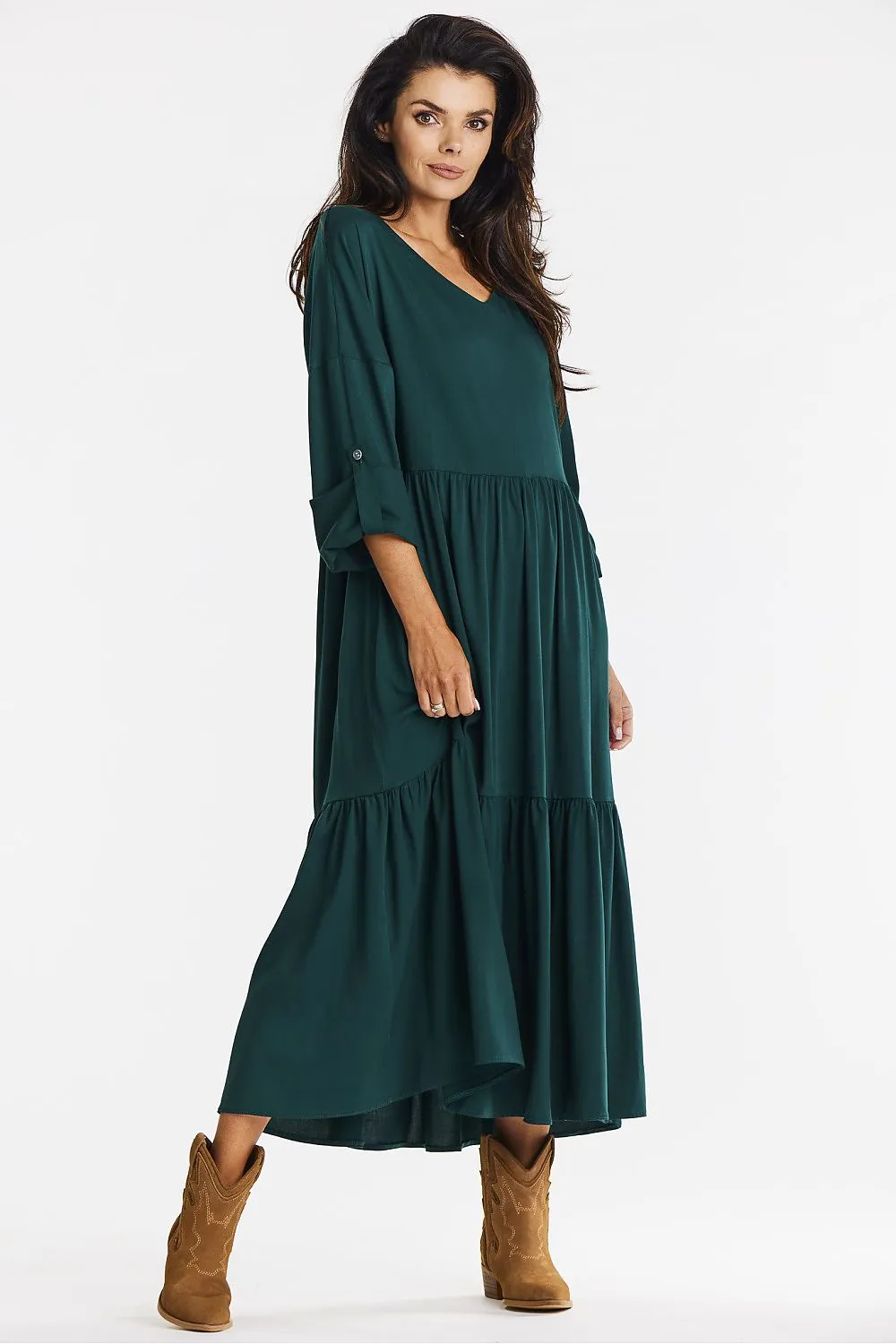 Ruffled Flared Maxi Dress