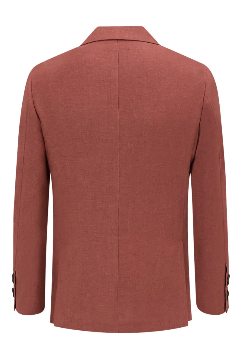Rust Single Breasted Linen Jacket