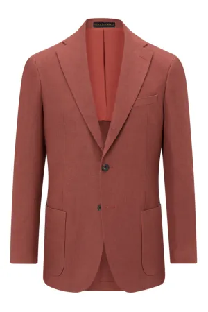 Rust Single Breasted Linen Jacket