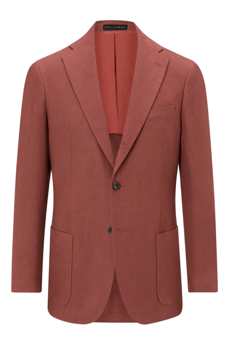 Rust Single Breasted Linen Jacket