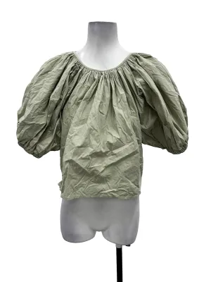 Sage Puff Sleeves Flare Top
