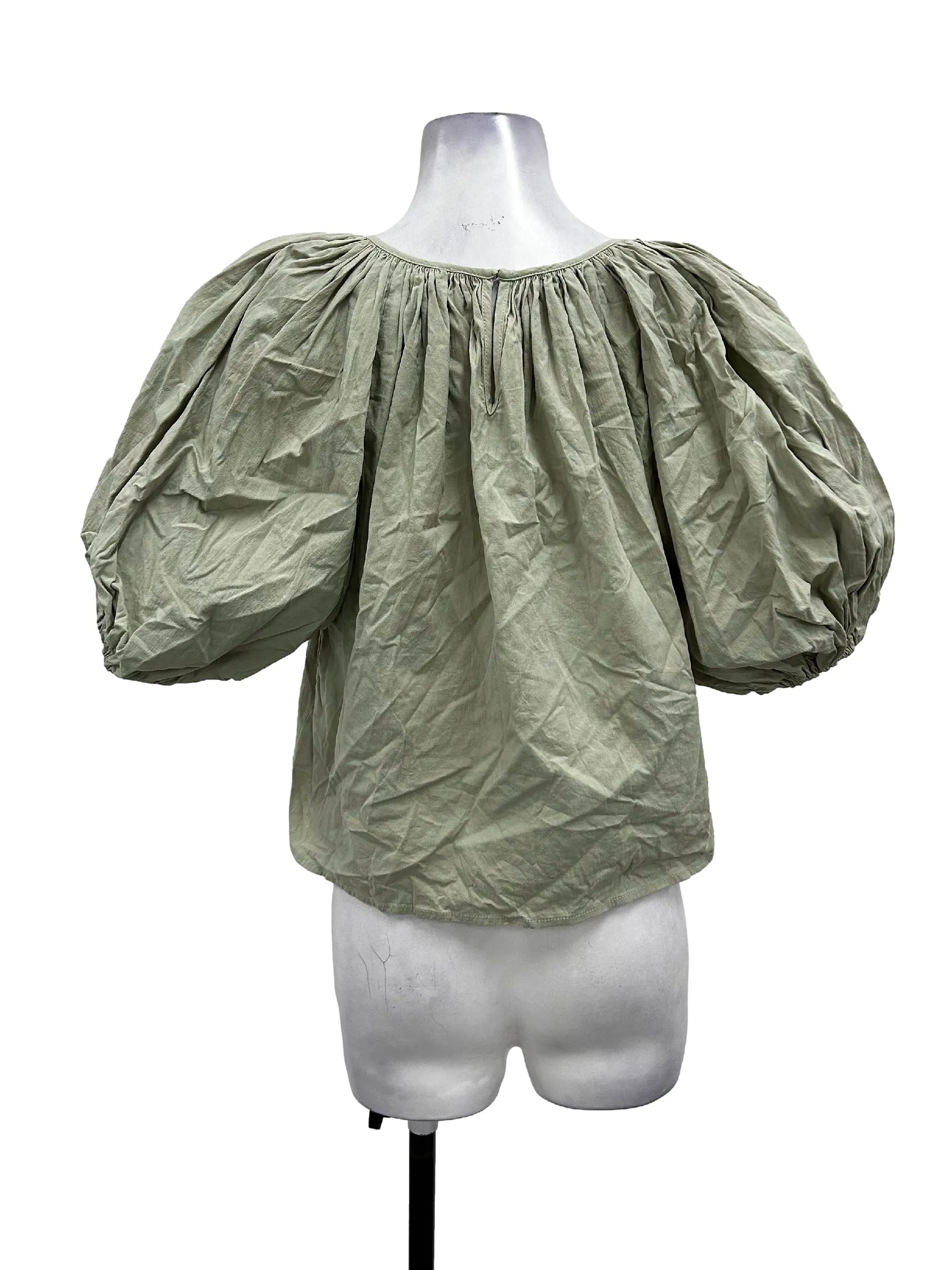 Sage Puff Sleeves Flare Top